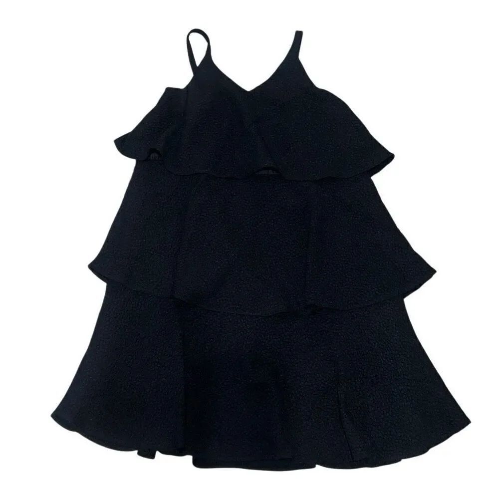 Zac Posen Girls Beverly Black 3-Tiered Dress Flounce Sleeveless Pullover size 14
